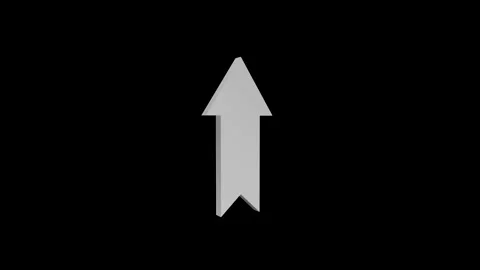 3D White Arrow on Black Background Symbolizing Upward Progress and Direction Stock Footage 341921513