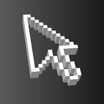 3d white arrow cursor over black background. vector Stock Illustration