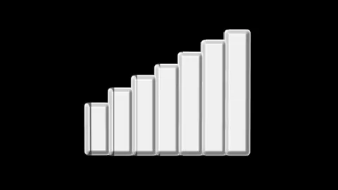 3D White Bar Chart Graph with Increasing Levels on Transparent Background K.. Stock Footage 332992645