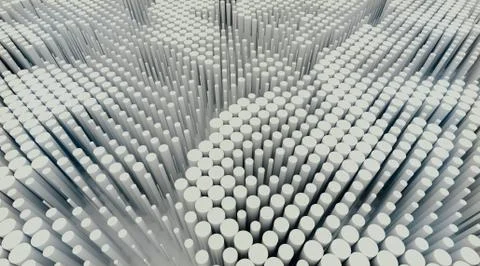 3d white bars pattern in perspective background Illustrazione stock