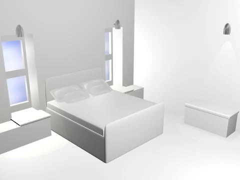 3d white bedroom Stock Illustration