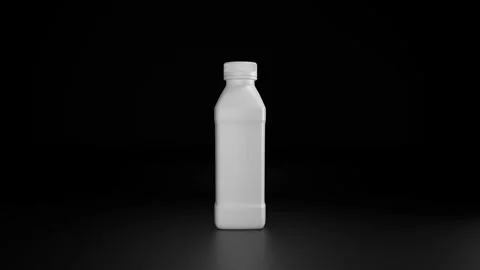 3D White blank bottle container beverage mockup stand isolated dark background Video stock 317330600