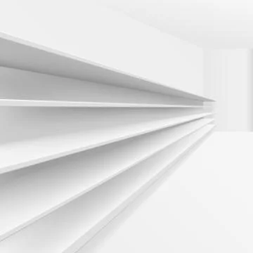 3D White Blank Empty Shelf. Front View Stock Illustration