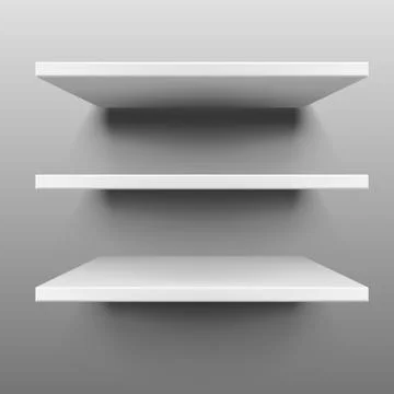 3D White Blank Empty Shelf. Front View Иллюстрация