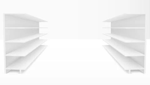 3D White Blank Empty Shelf Pass Way To Cash Stock Illustration