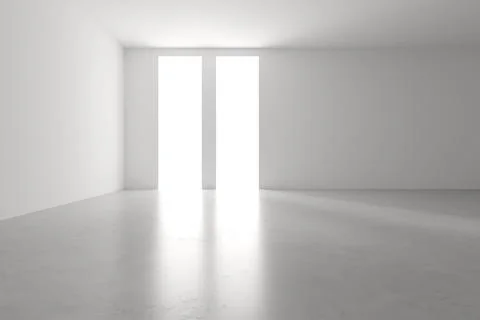 3d  white blank interior mock up, white walls. Stock Illustration