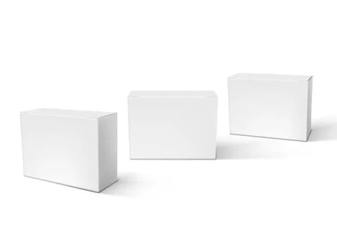 3D White Blank Packaging Boxes Set Isolated Stock Illustration