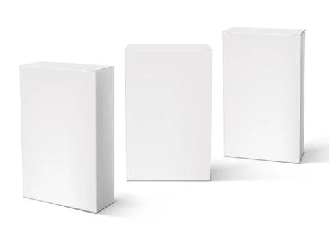 3D White Blank Packaging Boxes Set Isolated Illustrazione stock