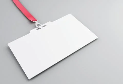 3d White blank plastic ID badge with lanyard Stock Illustration