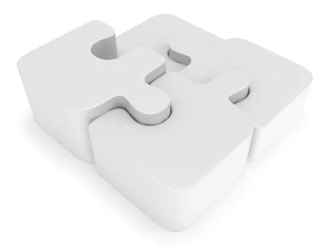3d white blank puzzle isolated Stock Illustration