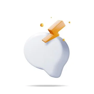 3D White Blank Speech Bubble with Lightning Stock Illustration