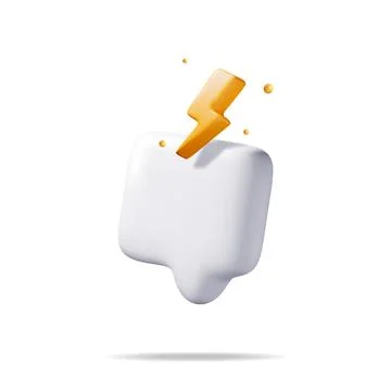 3D White Blank Speech Bubble with Lightning Stock Illustration