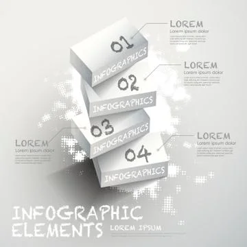 3d white block infographic elements Illustrazione stock