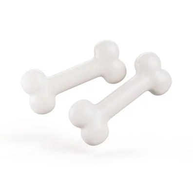 3d white bones cartoon render icon. Dog food, treat or snack for puppy to chew 스톡 일러스트
