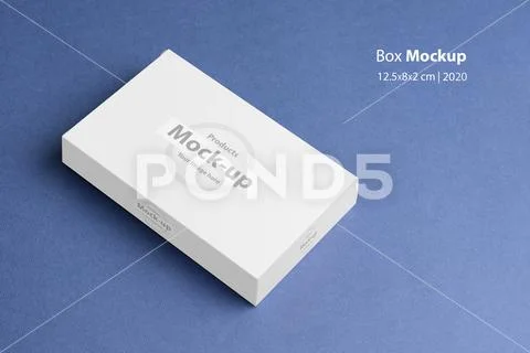 3d white box on blue background mock-up series Modello PSD