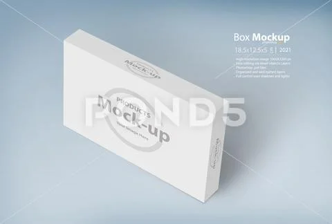 3D white box on ground mock-up series PSD Template