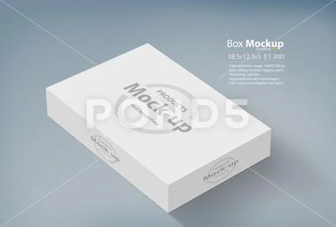 3D white box on ground mock-up series PSD Template