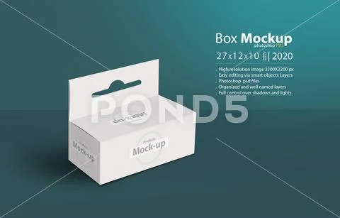 3D white box with hanger on ground mock-up series PSD Template