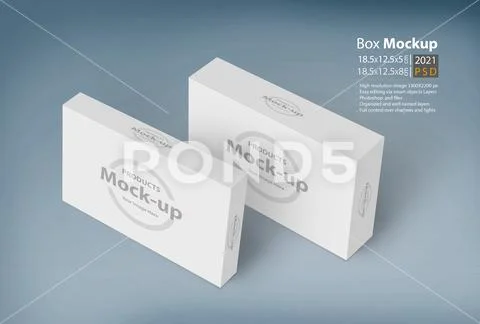 3D white boxes on ground mock-up series PSD Template