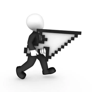 3d white businessman with mouse cursor Stock Illustration