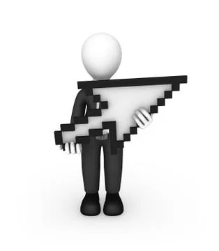 3d white businessman with mouse cursor Stock Illustration