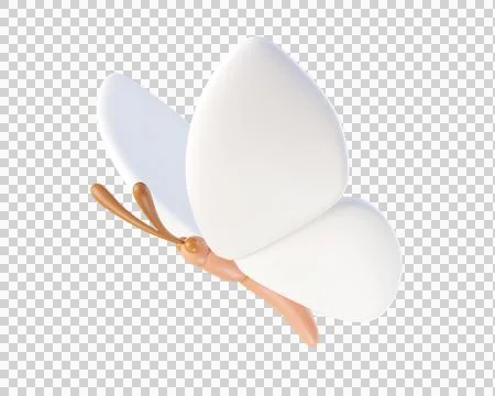 3D white butterfly flying Stock Illustration