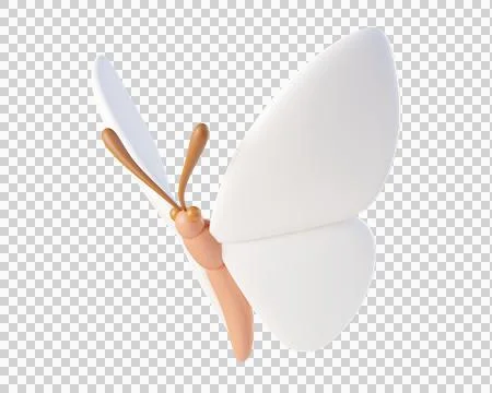 3D white butterfly flying Stock Illustration
