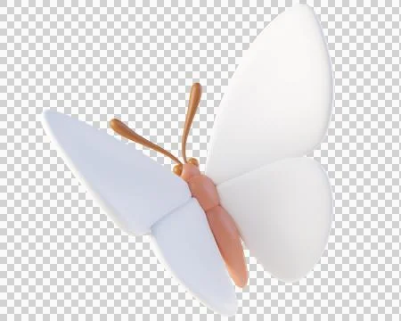 3D white butterfly flying Stock Illustration