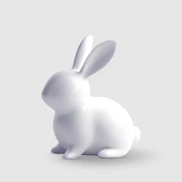 3D white ceramic easter bunny isolated Stock Illustration