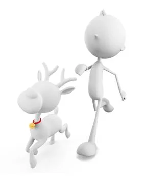 3d white character with running pose Stock Illustration