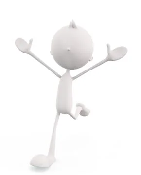 3d white character with running pose Stock Illustration