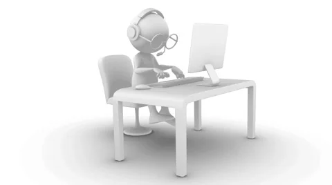 3d white character typing on computer. Seamless, alpha channel Stock Footage 44260954
