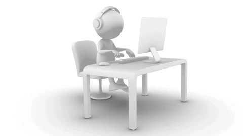 3D white character typing on computer. Seamless, alpha channel Stock Footage 44261909