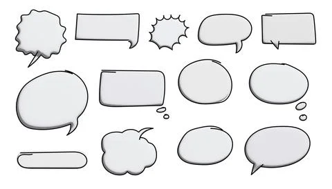 3D White Chat Bubble Illustration with line Scribbles Stock Illustration