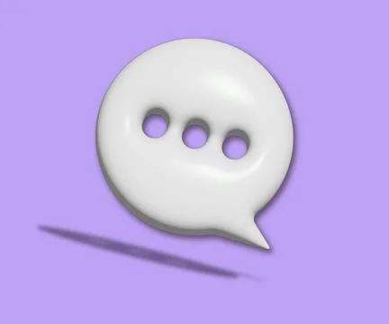 3D white chat bubble on purple background. concept of social media messages.  Stock Illustration
