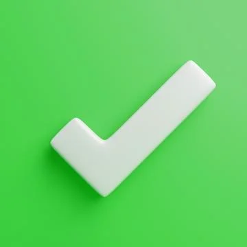 3D white check mark on green background Stock Illustration