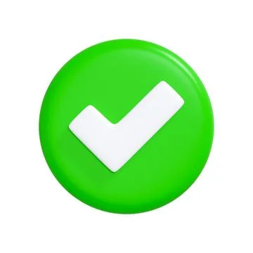 3D white check mark inside green circle Stock Illustration