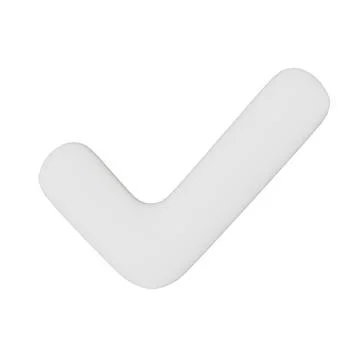 3D White Check Mark Tick. Right Button. Isolated on white background. Illustrazione stock