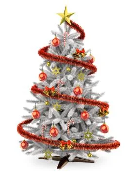 3D White Christmas tree Stock Illustration
