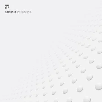 3D White circles seamless pattern perspective background and texture with spa Illustrazione stock