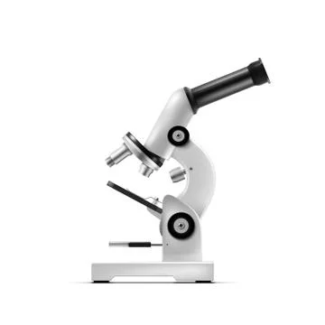 3D White Clear Realistic Microscope. Science Tool Stockillustratie