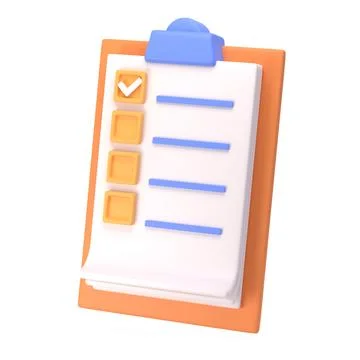 3d white clipboard icon task management todo check list on orange plane 스톡 일러스트