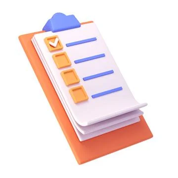 3d white clipboard icon task management todo check list on orange plane 스톡 일러스트