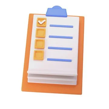 3d white clipboard icon task management todo check list on orange plane 스톡 일러스트