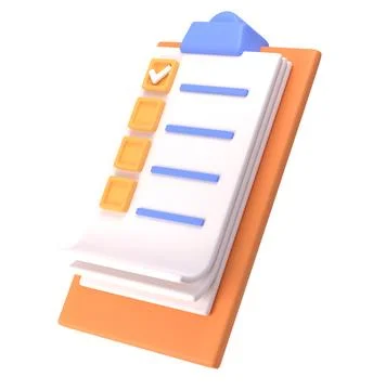 3d white clipboard icon task management todo check list on orange plane 스톡 일러스트