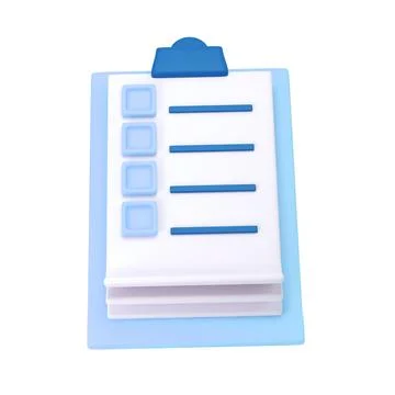 3d white clipboard icon task management todo check list on blue plane background 스톡 일러스트