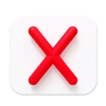 3D White Close Button Icon. Cross Negative Sign. Isolated. Stock Illustration