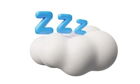 A 3D white cloud with blue letters ZZZ, symbolizing rest and sleep. Stock Illustration