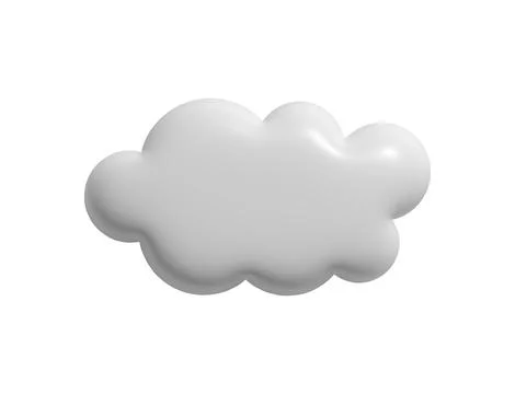 3D white cloud icon isolated on a white background. Element for cloud computi Illustrazione stock