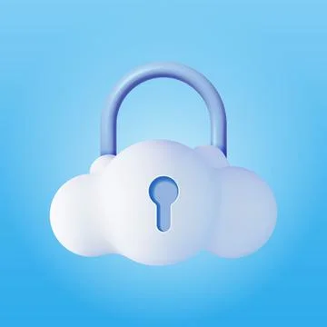 3d White Cloud with Locked Padlock. イラスト素材